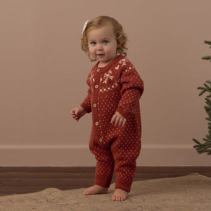Rylee + Cru Fair Isle Romper in Ruby, alternate view