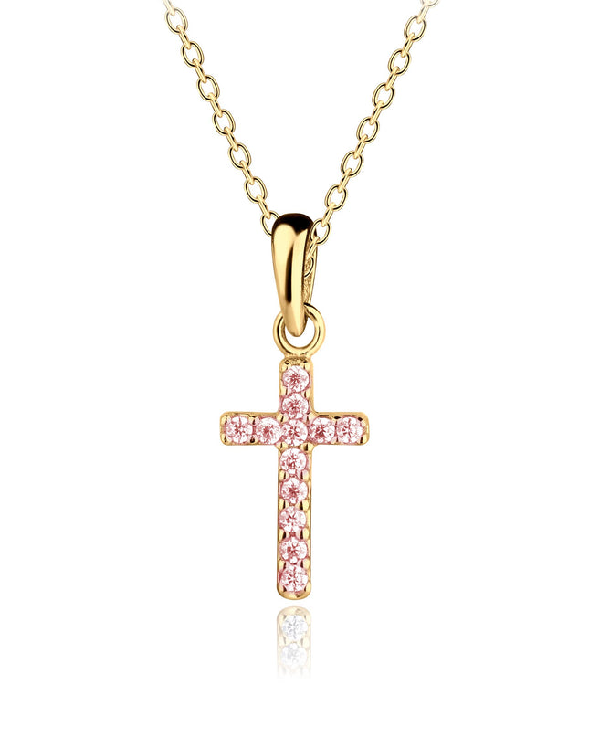 Kids Cross CZ Necklace for Girls Communion