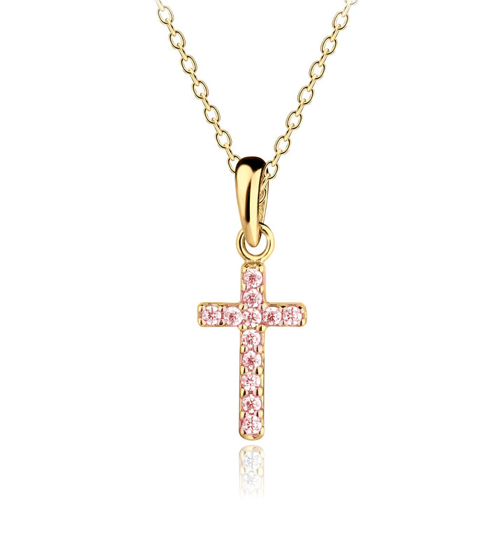 Kids Cross CZ Necklace for Girls Communion
