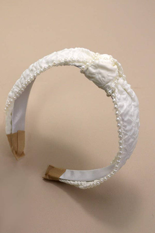 Bridal Pearl Knot Bow Hair Band