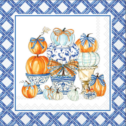 Paper Cocktail Napkin - Chinoiserie Pumpkin Topiary