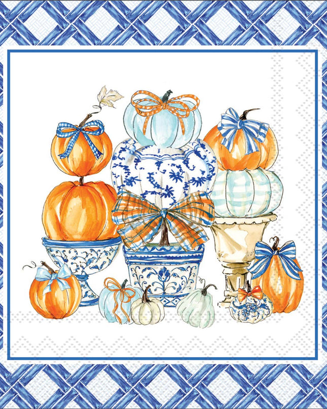 Paper Cocktail Napkin - Chinoiserie Pumpkin Topiary