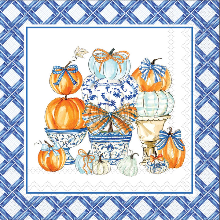 Paper Cocktail Napkin - Chinoiserie Pumpkin Topiary