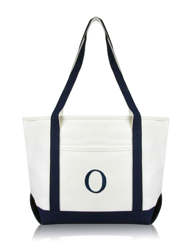 Personalized Black Tote Bag with Initial