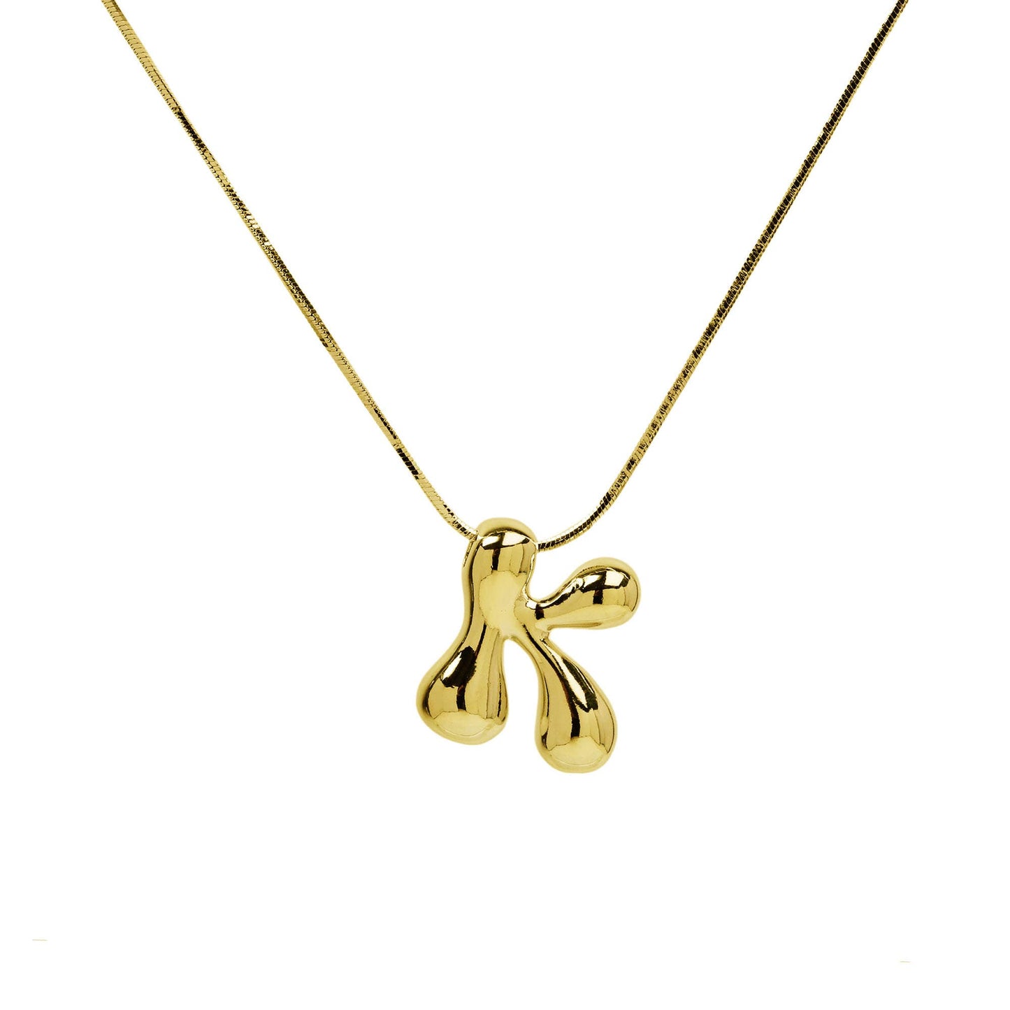 Initial Balloon Waterdrop 18K Gold Necklace