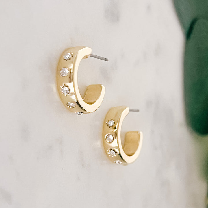 Gold dipped Hoop Earrings w/CZ Details