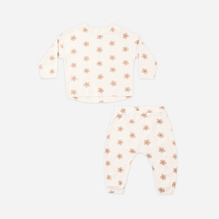 Rylee & Cru Long Sleeve Tee + Pant Set Pink Daisies