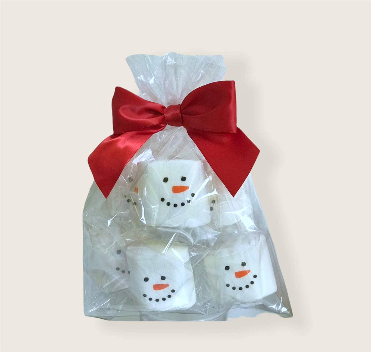 Large Snowman Face Marshmallows - Blue Bow or Red Bow