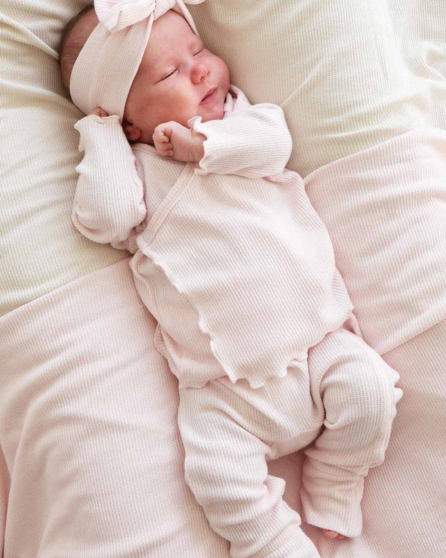 2pc Waffle Crossover Top & Bottom | Pearl Pink
