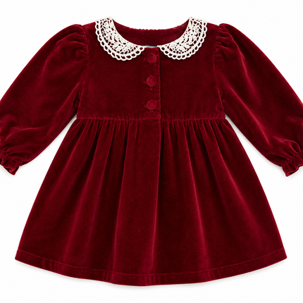 Red Velvet Long Sleeve Baby Girl Dress