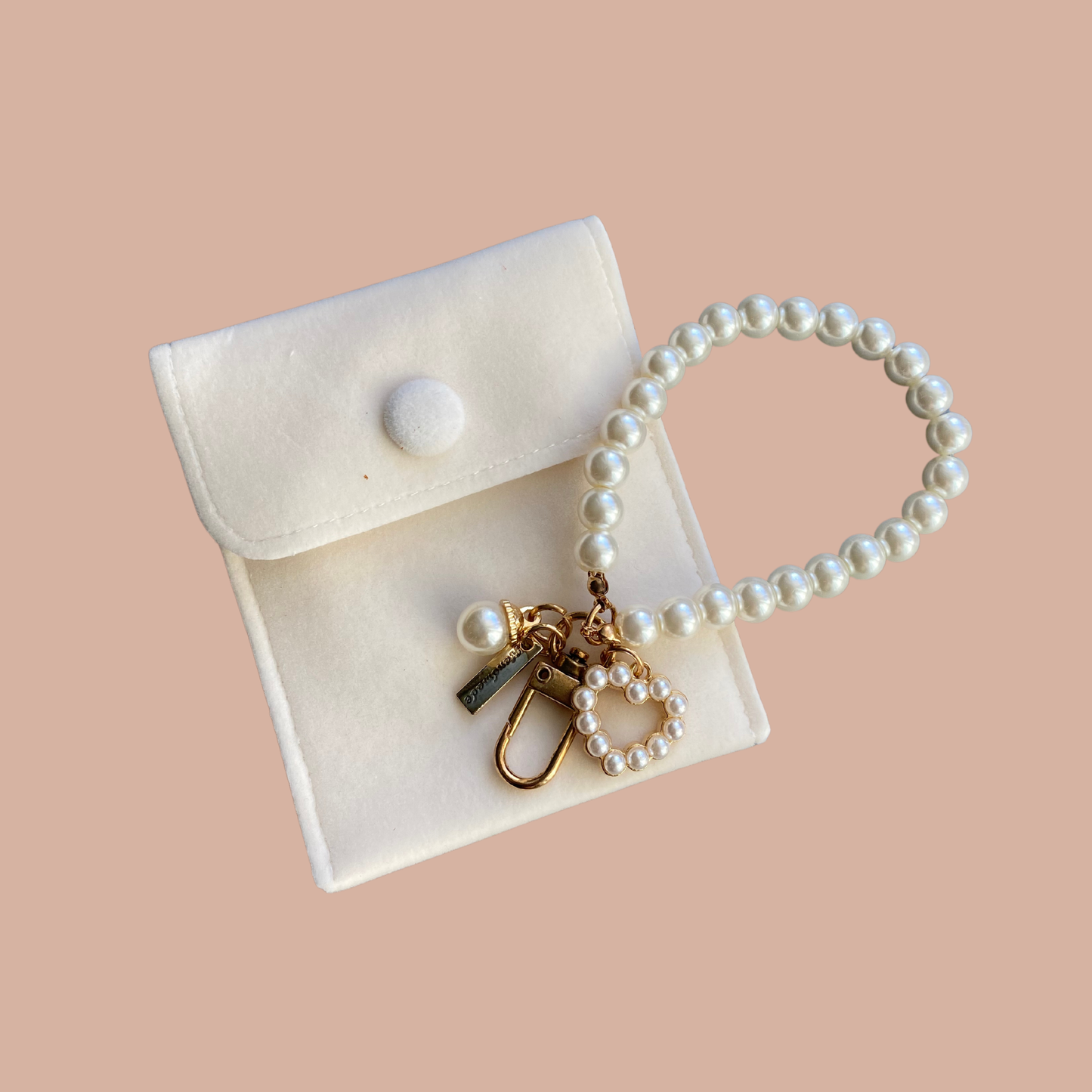 Faux Pearl KeychainFaux, AirPods Case Chain: Wrist Heart