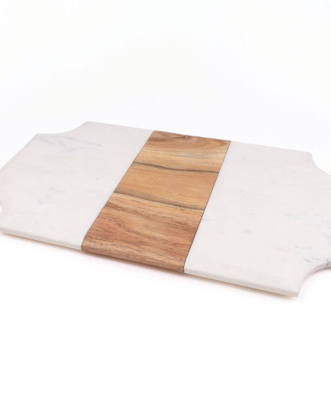 Marble & Wood Beveled Serving Board