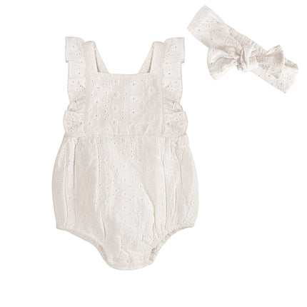 Alaina Schiffli Baby Romper + Headband (Organic)