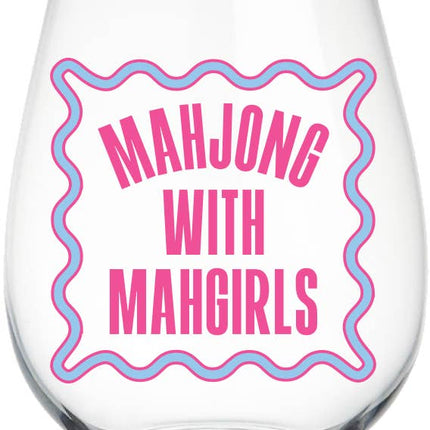 Mahjong Stemless Wine Glass 22oz | Mahj With Mahgirls