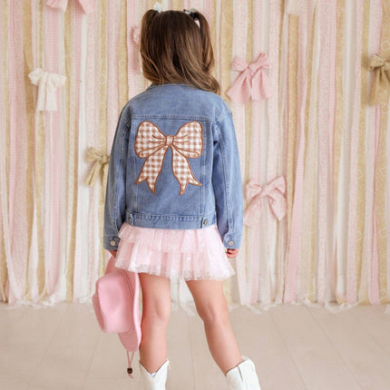 Gingham Bow Patch Denim Jacket - Western Apparel