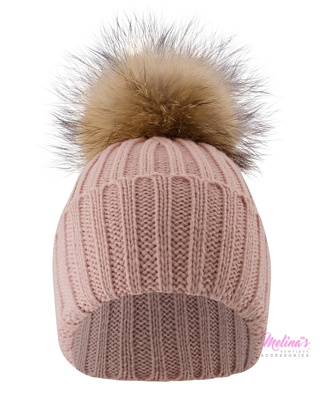 Blush Pom Beanies