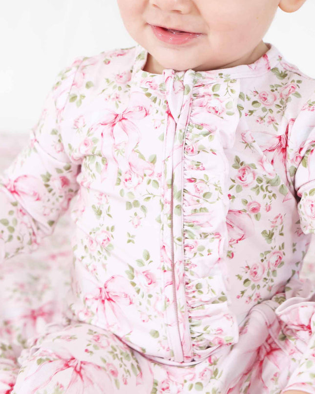 Bows in Bloom Ruffle Zipper Footie