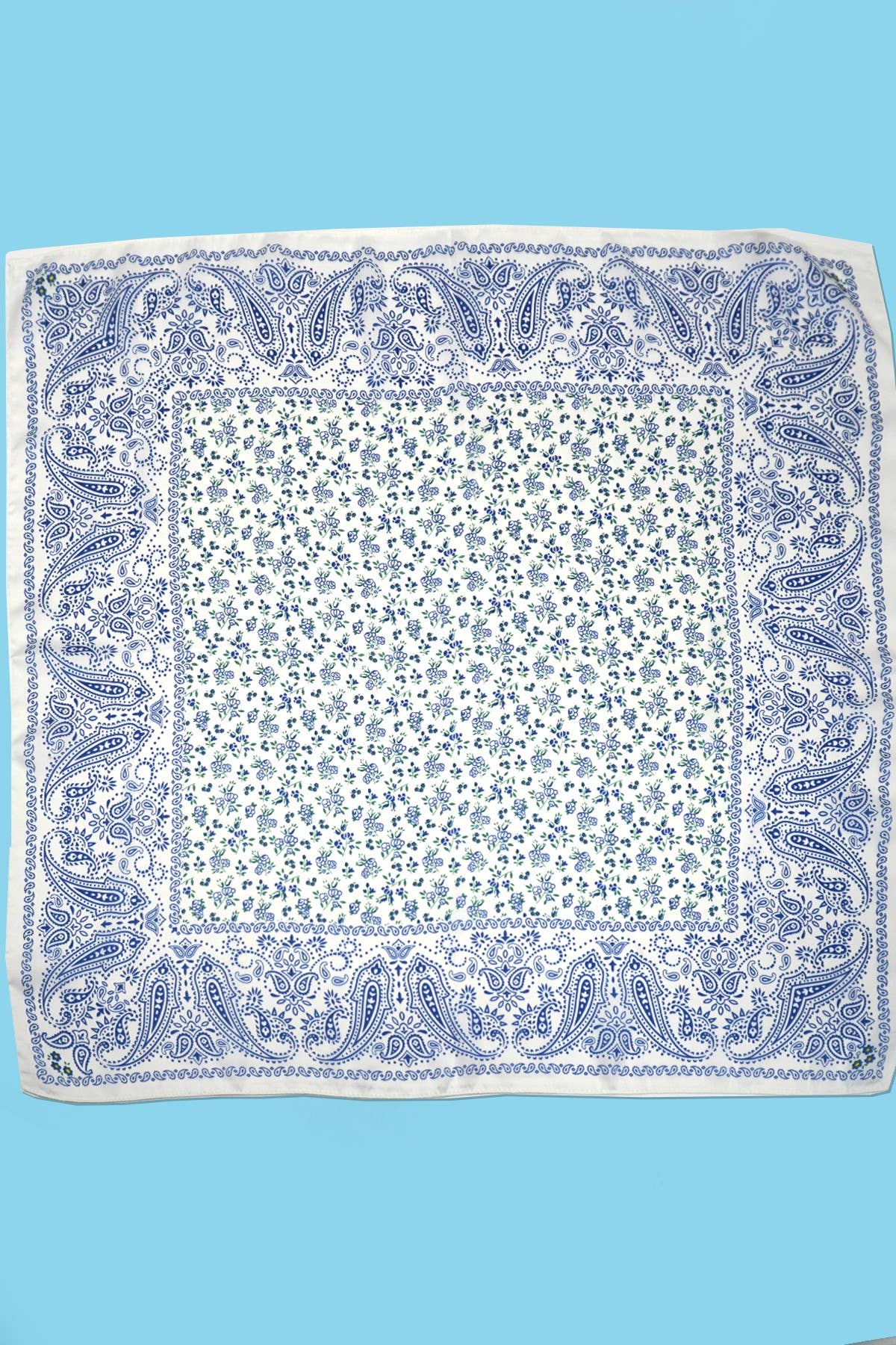 Large Floral Toile Print Bandana Scarf