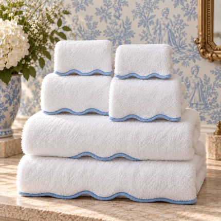 Luxury Scallop Piping Bath Towel Sets (6-Piece)