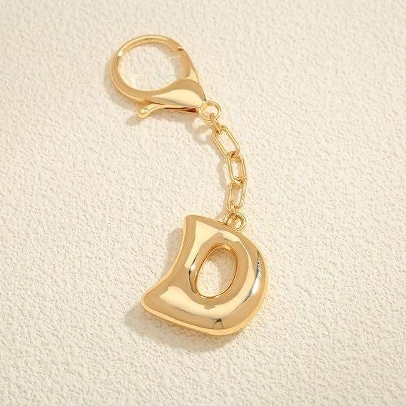 Bubble Letter Monogram Bag Charm Key Chain