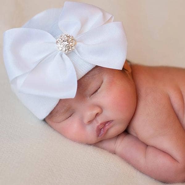 BELLA BOW Newborn Girl Bow Hospital Hat - Baby Girl Hat