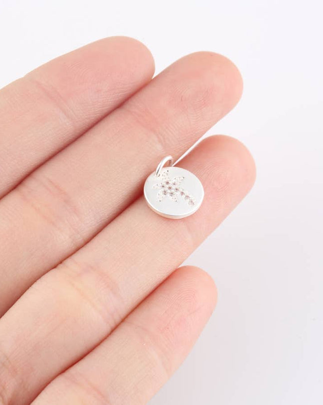 Gold Filled Dainty Palm Tree Charm CZ Micro Pave, CP1840