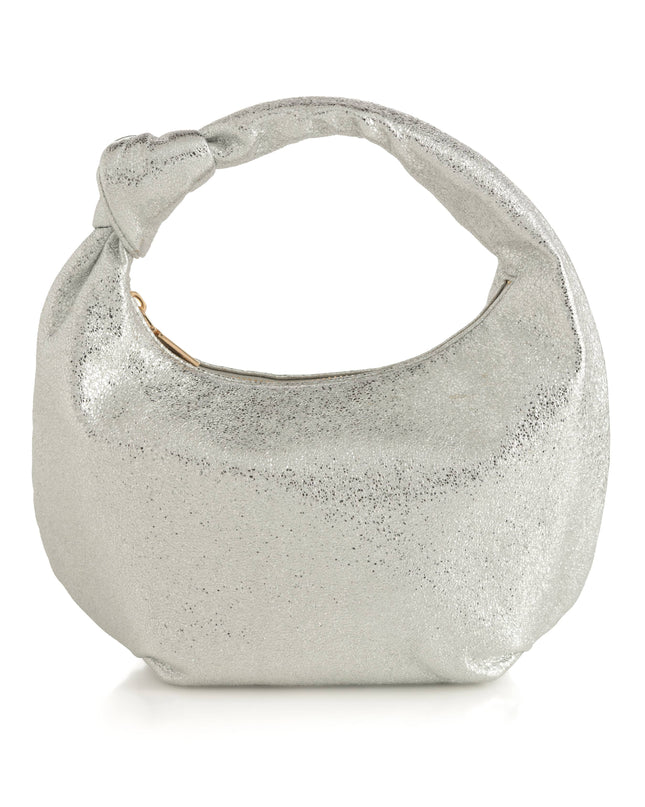 CHRISSY KNOTTED METALLIC TOP HANDLE BAG