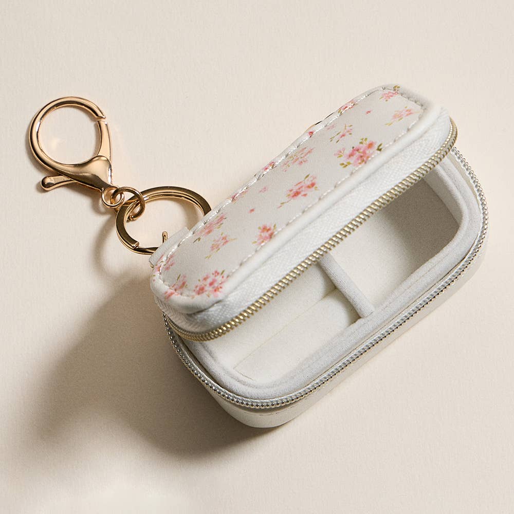 Floral Pattern Printed Travel Jewelry Case