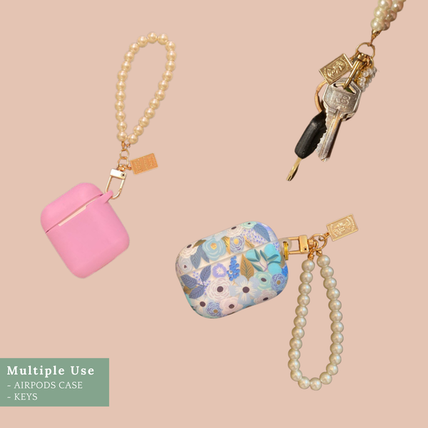 Faux Pearl KeychainFaux, AirPods Case Chain: Wrist Heart