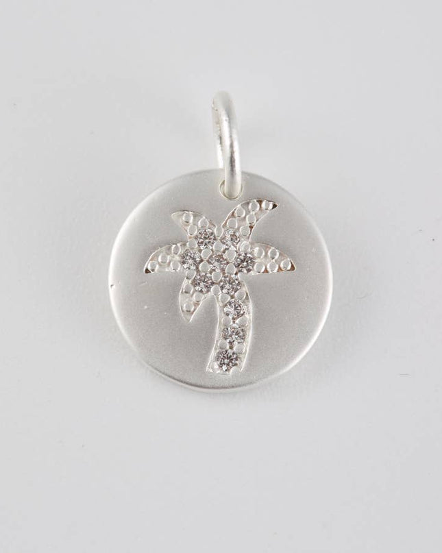 Gold Filled Dainty Palm Tree Charm CZ Micro Pave, CP1840