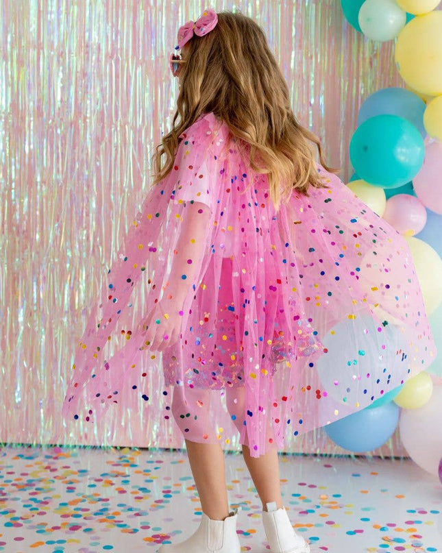 Raspberry Confetti Cape - Kids Dress Up Cape