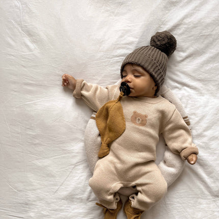 Luna + Luca Bear Jacquard Jumpsuit - Beige
