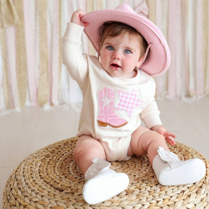 Bandana Cowgirl Patch Western Long Sleeve Romper - Baby