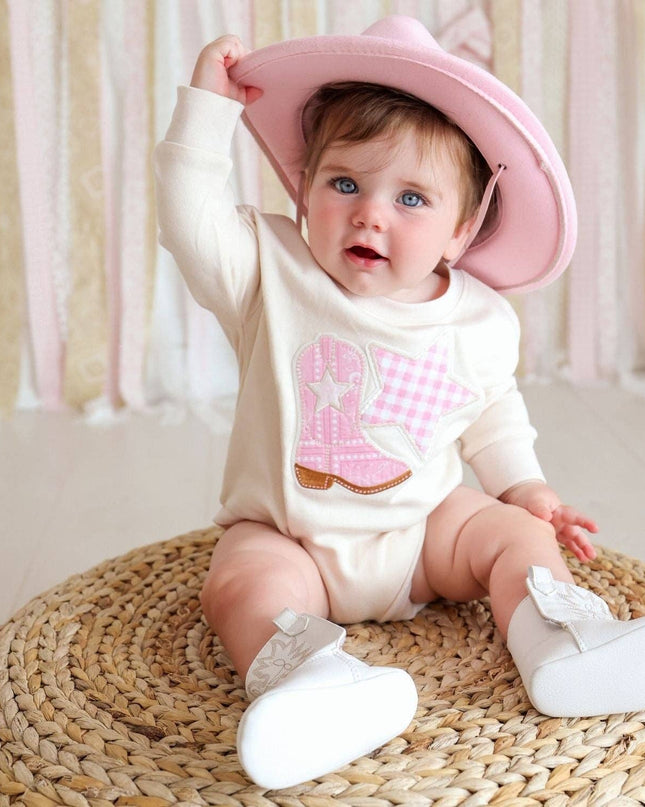 Bandana Cowgirl Patch Western Long Sleeve Romper - Baby