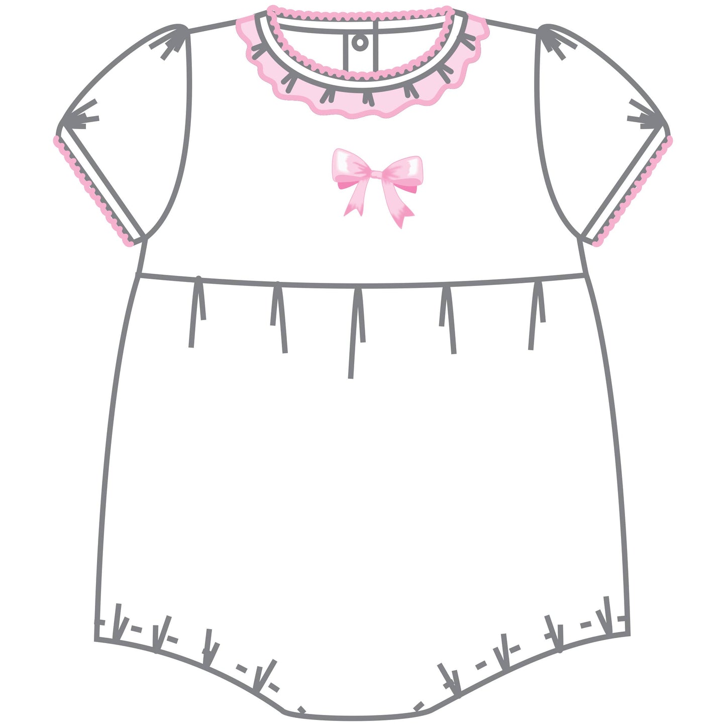 Baby Bows Embroidered S/S Bubble