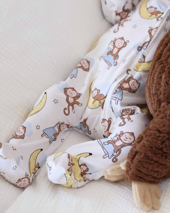 Monkey See, Monkey Snooze Zipper Footie