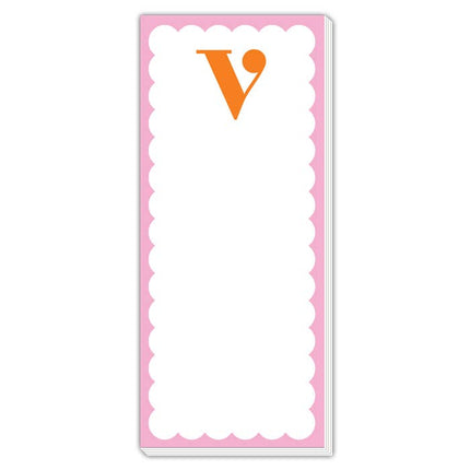 Scallop Monogram Orange And Pink V Skinny Notepad