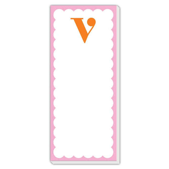 Scallop Monogram Orange And Pink V Skinny Notepad