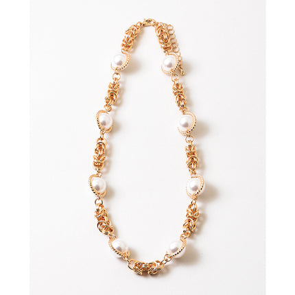 Gold Byzantine Chain Pearl Necklace
