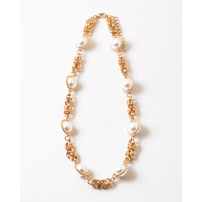 Gold Byzantine Chain Pearl Necklace