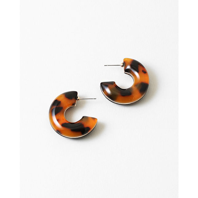 Tortoiseshell Chunky Resin Hoop Earrings