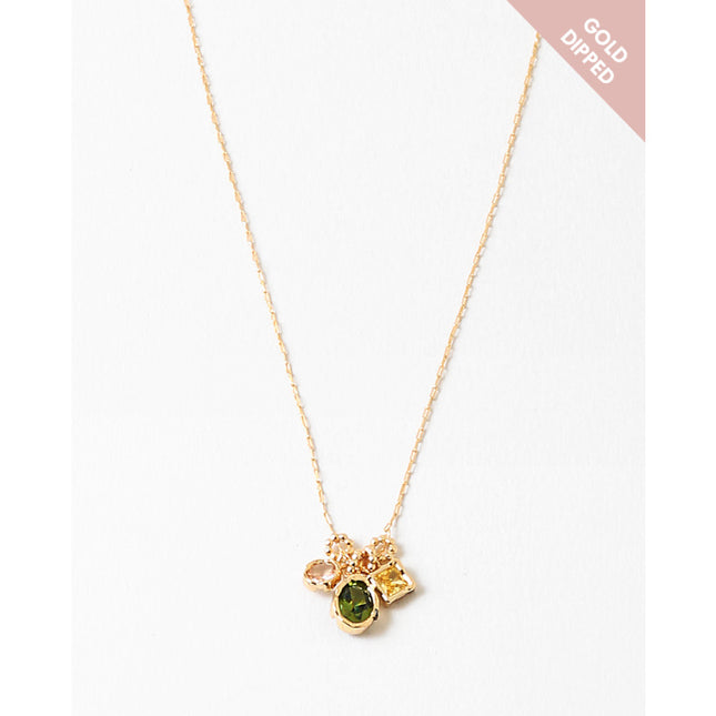 Gold Dipped Olive Champagne Cluster Necklace