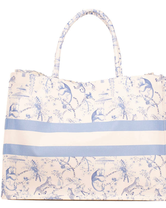 Borneo Classic Tote   White/Blue   19x14x7.5