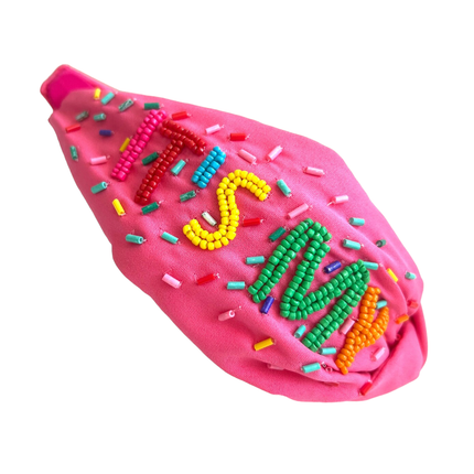Happy Birthday Girl Pink Spring Knot Headband