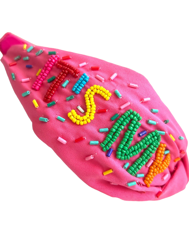 Happy Birthday Girl Pink Spring Knot Headband