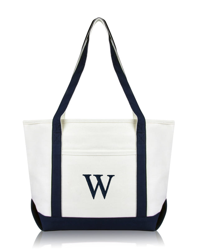 Personalized Black Tote Bag with Initial