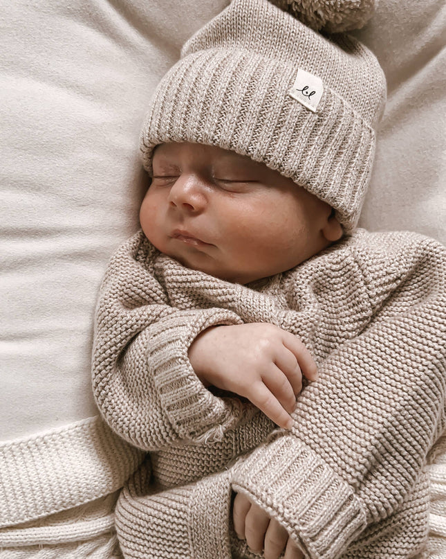 Luna + Luca Classic Purl Knit Jumpsuit - Heather Beige