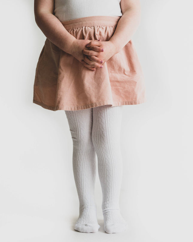 White Cable Knit Tights