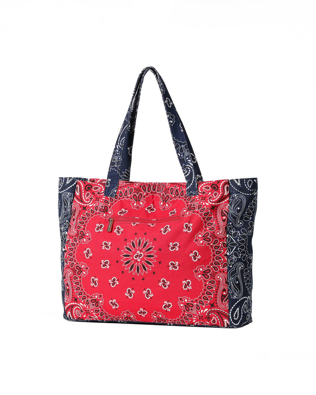Bandana Print Canvas Tote -Bailey Red/Navy