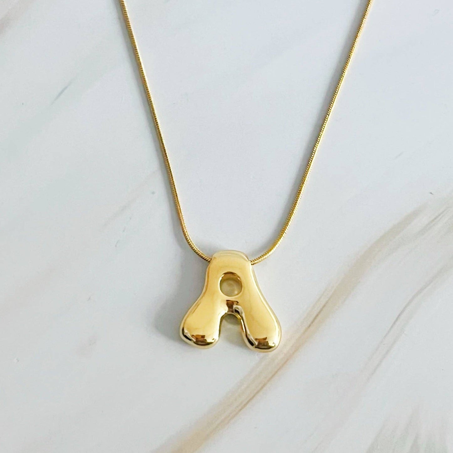 EY Balloon Letter Initial Necklace-Gold